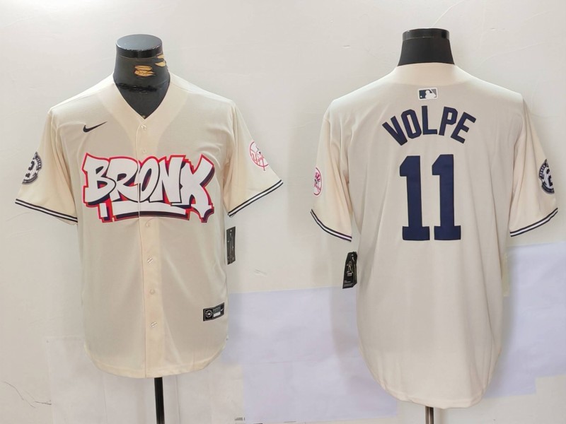 Men New York Yankees #11 Volpe Cream joint name 2024 Nike MLB Jersey style 1->new york yankees->MLB Jersey